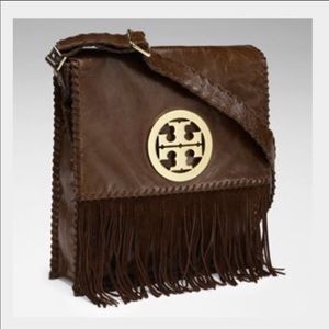 Tory Burch leather fringe messenger bag